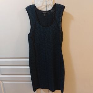 Ashley Stewart Women's Black and Blue Fomal Casual Sheath Sleeveless Midi Dress